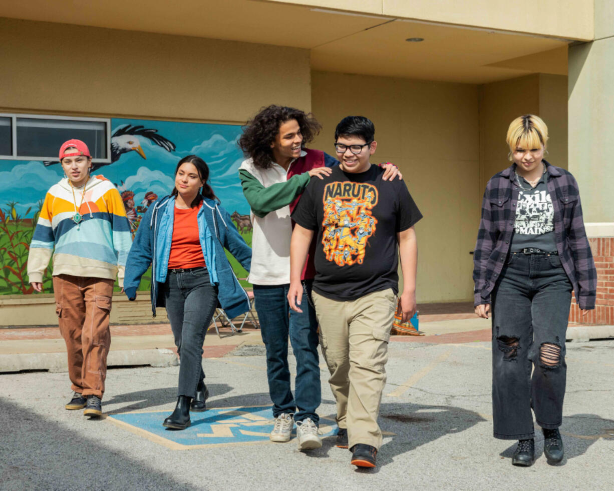 From left, Willie Jack (Paulina Alexis), Elora Danan (Devery Jacobs), Bear (D???Pharaoh Woon-A-Tai), Cheese (Lane Factor) and Jackie (Elva Guerra) in Season 3 of ???Reservation Dogs.???