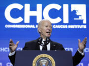 President Joe Biden speaks at the Congressional Hispanic Caucus Institute's 46th annual awards gala, Thursday, Sept. 21, 2023, in Washington.