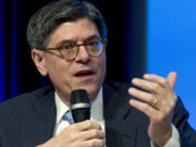 FILE - Treasury Secretary Jacob Lew speaks during the discussion panel at the World Bank/IMF annual meeting at IMF headquarters in Washington, Oct. 7, 2016.