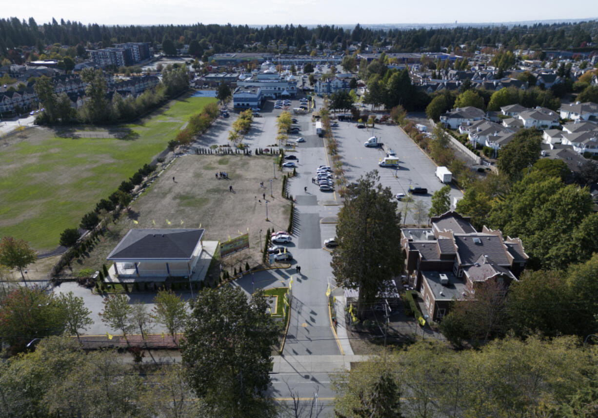 The Guru Nanak Sikh Gurdwara Sahib is seen in Surrey, British Columbia, on Monday, Sept. 18, 2023, where temple president Hardeep Singh Nijjar was gunned down in his vehicle while leaving the temple parking lot in June.