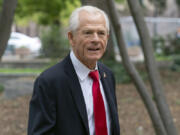 Former Trump White House trade adviser Peter Navarro arrives at the E. Barrett Prettyman U.S. Federal Courthouse, in Washington, Aug. 28, 2023.