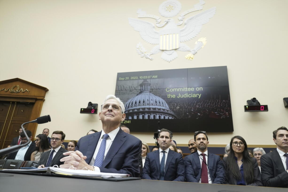 Attorney General Merrick Garland appears before a House Judiciary Committee hearing, Wednesday, Sept. 20, 2023, on Capitol Hill in Washington.