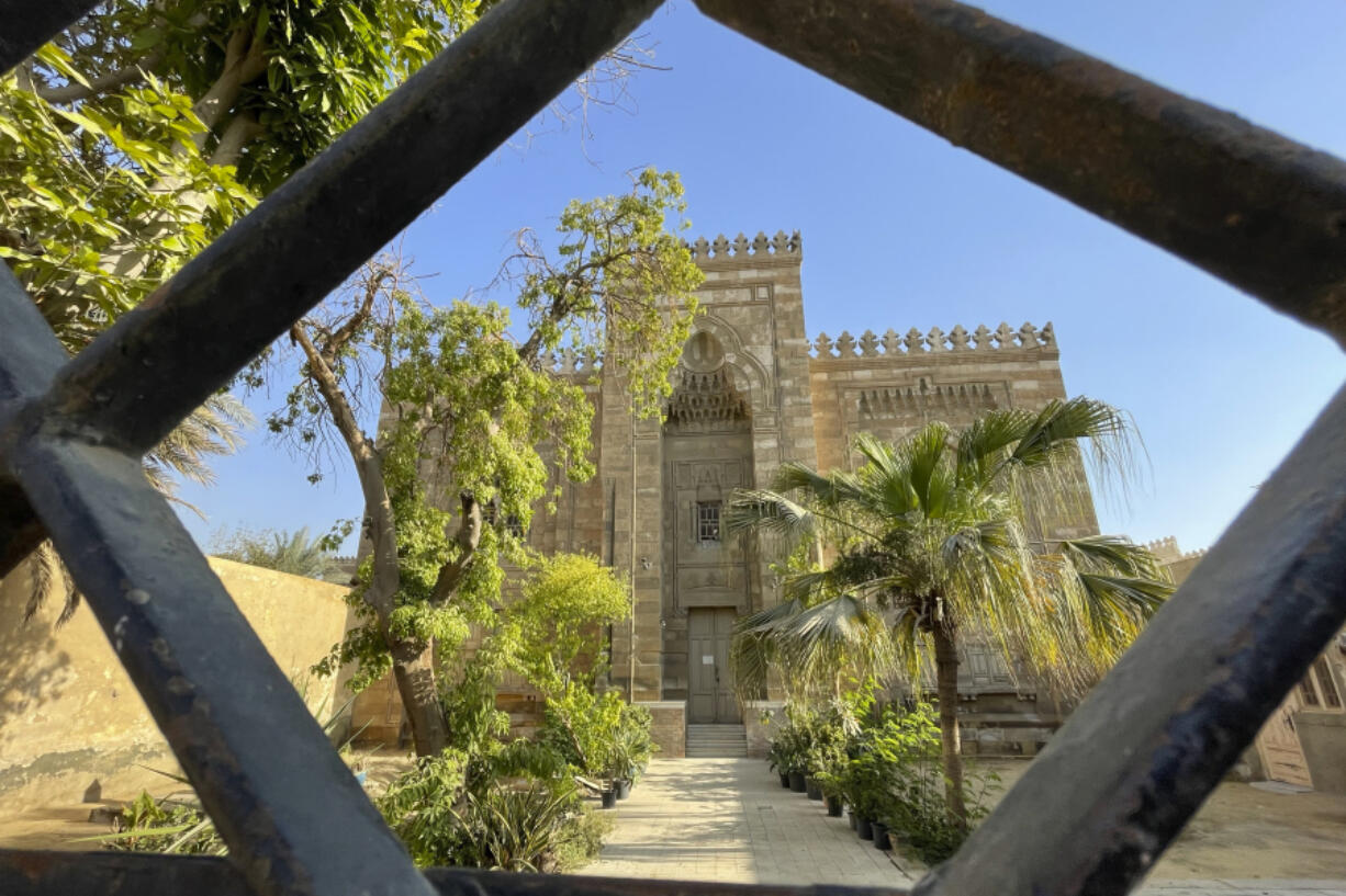 The mausoleum of Rashwan Basha, built around 1920 in a new-Islamic style housing the graves and now threatened with demolition, is seen in Cairo's historic City of the Dead, Egypt, Sept. 1, 2023. Authorities have already razed hundreds of tombs and mausoleums as they carry out plans to build a network of multilane highways through the City of the Dead, a vast cemetery in the Egyptian capital that has been in use for more than a millennium.