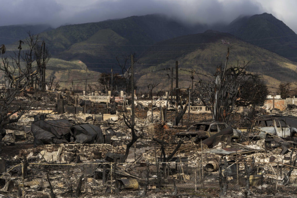 FILE - A general view shows the aftermath of a wildfire in Lahaina, Hawaii, Monday, Aug. 21, 2023. (AP Photo/Jae C.