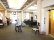 FILE - Bret Harte Retirement Inn residents make their way down to the dining room for lunch, May 6, 2020, in Grass Valley, Calif. The federal government will, for the first time, dictate staffing levels at nursing homes, the Biden administration said Friday, Sept. 1, 2023, responding to systemic problems bared by mass COVID deaths.