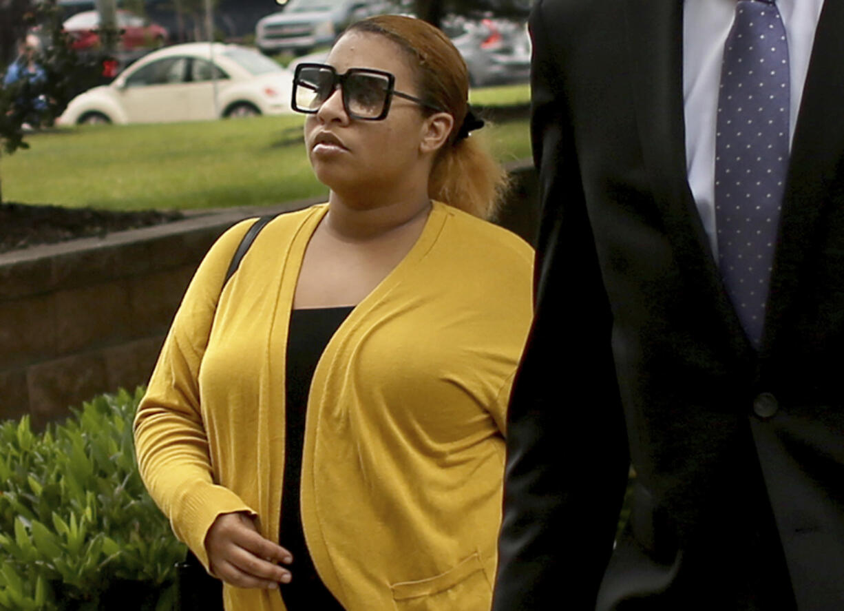 FILE - Deja Taylor arrives at federal court, June 12, 2023, in Virginia Beach, Va. Taylor, the mother of a 6-year-old who shot his teacher in Virginia, could be jailed Thursday, Sept. 21, for failing drug tests while awaiting sentencing on federal weapons charges that she used marijuana while possessing a firearm. (Stephen M.