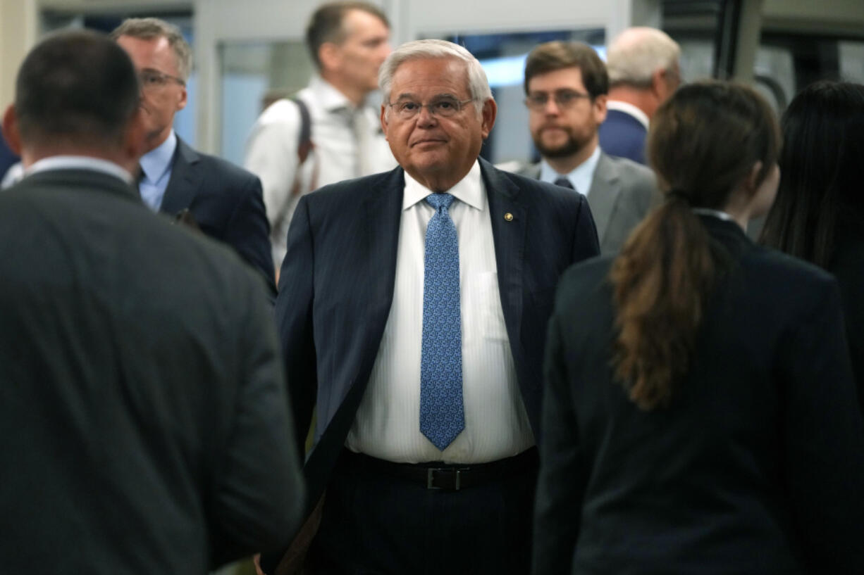 Sen. Bob Menendez, D-N.J., arrives for a vote on Capitol Hill, Wednesday, Sept. 6, 2023 in Washington.