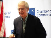 U.S. Senate Minority Leader Mitch McConnell, R-Ky., speaks at the NKY Chamber of Commerce at the Madison Event Center, Wednesday, Aug. 30, 2023, in Covington, Ky. McConnell appeared to briefly freeze up and was unable to answer a question from a reporter during the event on Wednesday, weeks after he had a similar episode in Washington.