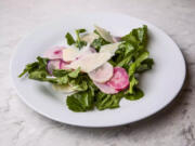 Big bowls of salad, teeming with vegetables and fruits and cheese, are ideal for easy end-of-summer cooking, like this Radish Salad With Lime and Parmesan. (Photos by Myung J.