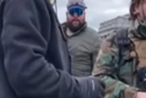 Marc Anthony Bru, 43, of Vancouver, pictured at the Jan. 6, 2021, insurrection at the U.S. Capitol. He is scheduled to be sentenced Jan. 8 after a federal judge found him guilty of seven charges. (Photo contributed by the U.S.