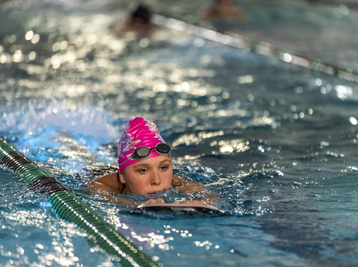 Taylor Balkom/The Columbian
La Center sophomore Sonja Austad is a competitive swimmer, although she was diagnosed with cerebral palsy at 18 months old. She recently shared her story with The Columbian's sports team.