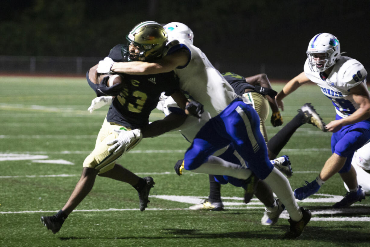 Evergreen's Amani Jackson runs the ball in a game against Mountain View at McKenzie Stadium on Friday, Sept. 29, 2023.