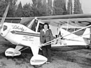 In 1941, Evelyn Burleson Waldren flew a goodwill tour from Vancouver, B.C., to Tijuana, Mexico (almost), in a 700-pound airplane, Lady Liberty. After trying for months to get permits from Canada and Mexico, she finally secured them. Taking off Oct. 1, 1941, she flew for 16 1/2  hours before landing in the U.S. just across the border from Tijuana, Mexico, a record for a lightweight plane.