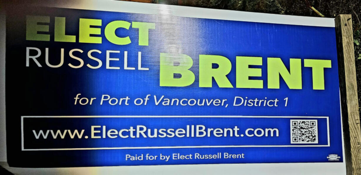 Port of Vancouver Commissioner Don Orange has accused Russell Brent, Orange's opponent in the race for the District 1 port commission seat, of including a fake union label on his port commissioner campaign sign.