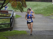 Ridgefield's Danica Allen runs during the Class 2A/1A District 4 Cross Country Championships on Thursday, Oct. 26, 2023 east of Woodland. Allen won the 2A girls race.