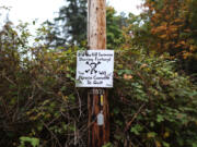 A sign along a road on the Lummi Nation reservation reads "Did You Kill Someone Sharing Fentanyl. You will. Please Commit To Quit" in Bellingham on Wednesday, Oct. 4, 2023.