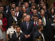 Rep. Kevin McCarthy, R-Calif., leaves the House floor after being ousted as Speaker of the House at the Capitol in Washington, Tuesday, Oct. 3, 2023.