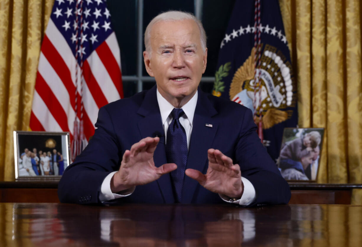 FILE - President Joe Biden speaks from the Oval Office of the White House Thursday, Oct. 19, 2023, in Washington, about the war in Israel and Ukraine.