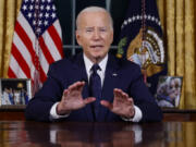 FILE - President Joe Biden speaks from the Oval Office of the White House Thursday, Oct. 19, 2023, in Washington, about the war in Israel and Ukraine.