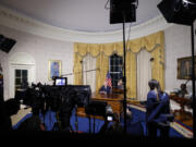 President Joe Biden speaks from the Oval Office of the White House Thursday, Oct. 19, 2023, in Washington, about the war in Israel and Ukraine.