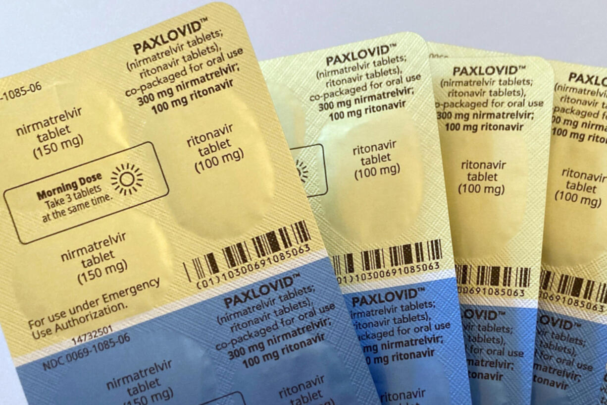 FILE - Doses of the anti-viral drug Paxlovid are displayed in New York, Aug. 1, 2022. The COVID-19 treatments millions of have taken for free from the federal government will enter the private market next week with a hefty price tag. Pharmaceutical giant Pfizer is setting the price for a five-day treatment of Paxlovid at $1,390, but Americans can still access the pills at no cost, for now. Millions of free, taxpayer-funded courses of the pills will remain at pharmacies, hospitals and doctor's offices across the country, U.S. Health and Human Services officials said Friday, Oct. 27, 2023.