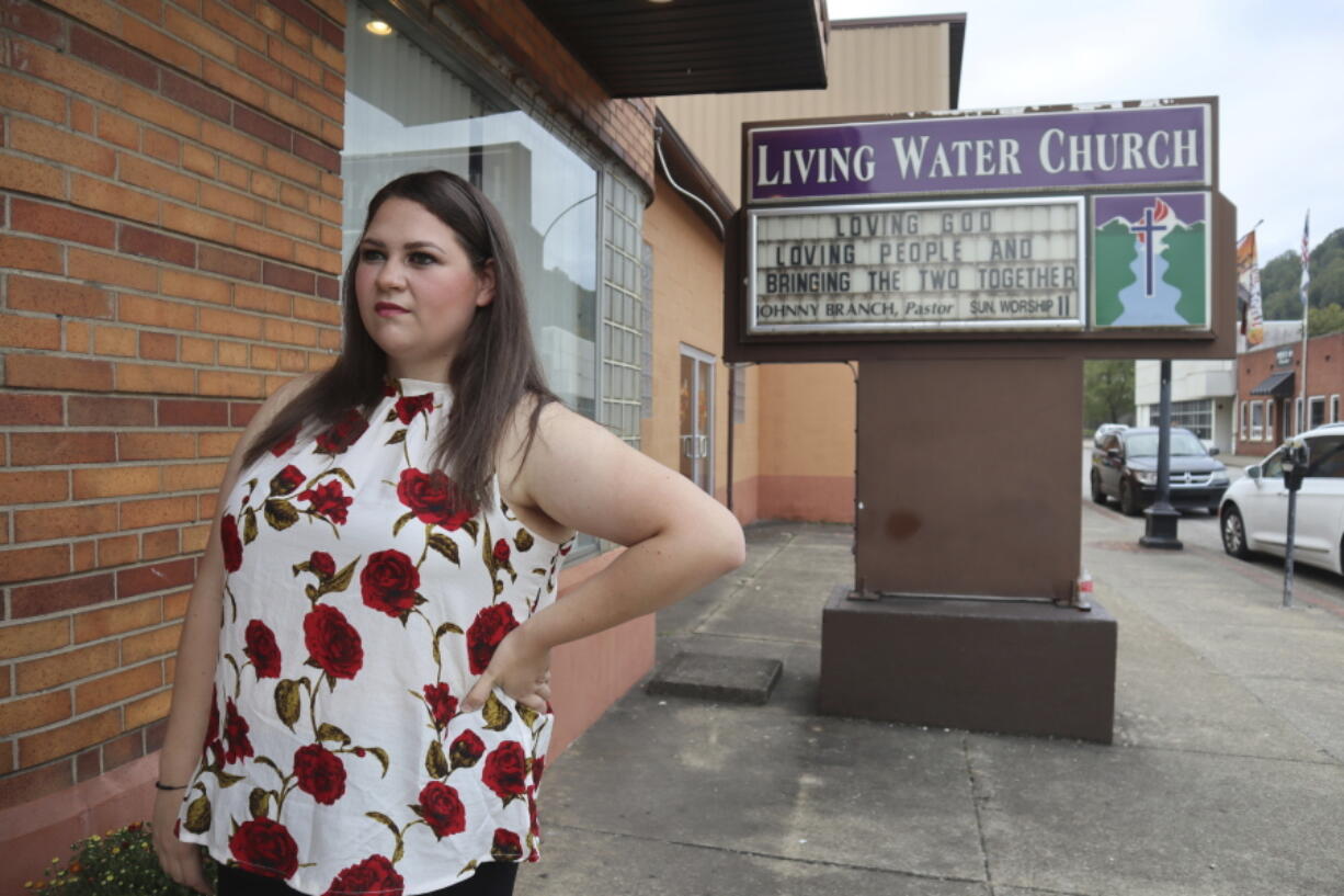 Mother of three Kaitlyn Adkins, an Appalachian School of Law student, speaks about the necessity of childcare access for parents working a job or toward agree after dropping off her kids at Living Water Child Care and Learning Center in Williamson, W.Va. on Monday, Sept. 25, 2023.