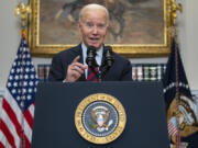 FILE - President Joe Biden speaks on student loan debt forgiveness, in the Roosevelt Room of the White House, Oct. 4, 2023, in Washington. Biden's second attempt at student loan cancellation is moving forward as a group of negotiators meets Oct.