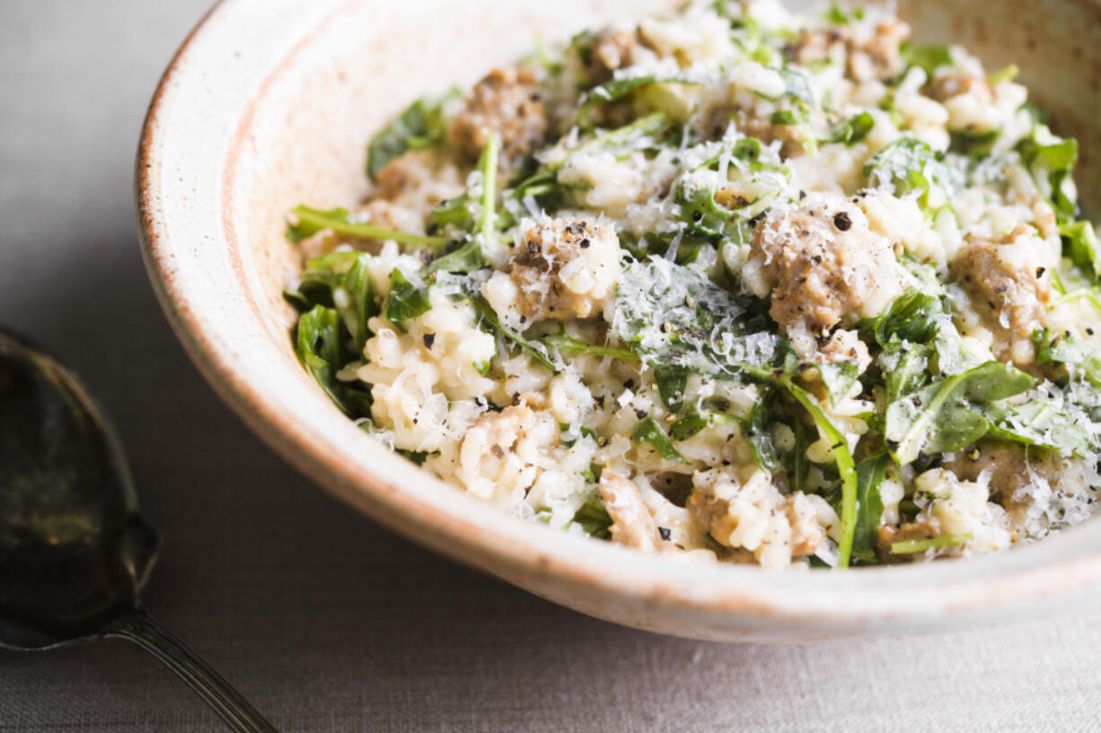 Risotto With Sausage and Sun-Dried Tomatoes.