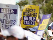 Kaiser Permanent workers picket Thursday, Oct. 5, 2023, in Baldwin Park, Calif.