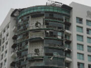 A damaged building stands after Hurricane Otis ripped through Acapulco, Mexico, Wednesday, Oct. 25, 2023. Hurricane Otis ripped through Mexico's southern Pacific coast as a powerful Category 5 storm, unleashing massive flooding, ravaging roads and leaving large swaths of the southwestern state of Guerrero without power or cellphone service.