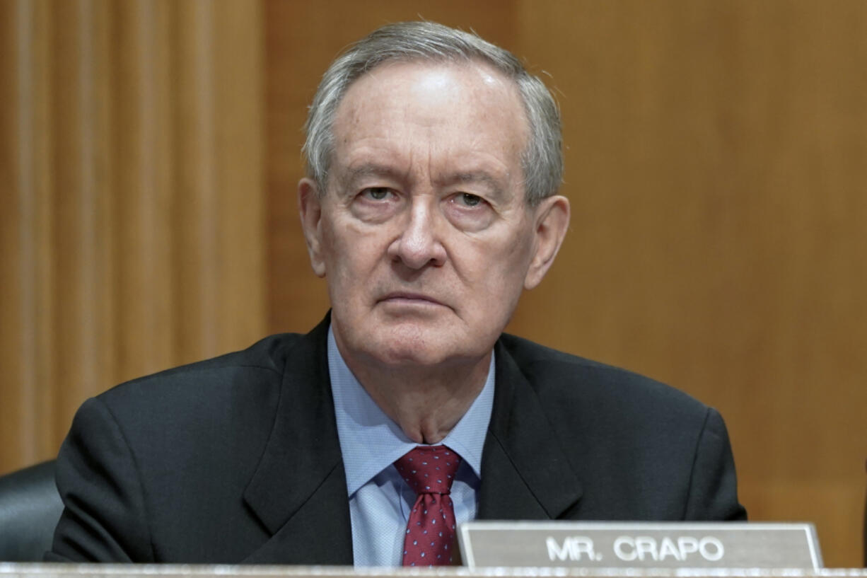 Sen. Mike Crapo, R-Idaho, listens during a Senate Banking Committee Hybrid hearing on 'Oversight of the U.S. Securities and Exchange Commission," Tuesday, Sept. 12, 2023, on Capitol Hill in Washington.