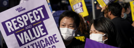 File - Medical workers and supporters carry signs and march as they protest outside of a Kaiser Permanente facility in San Francisco, Wednesday, Oct. 4, 2023.