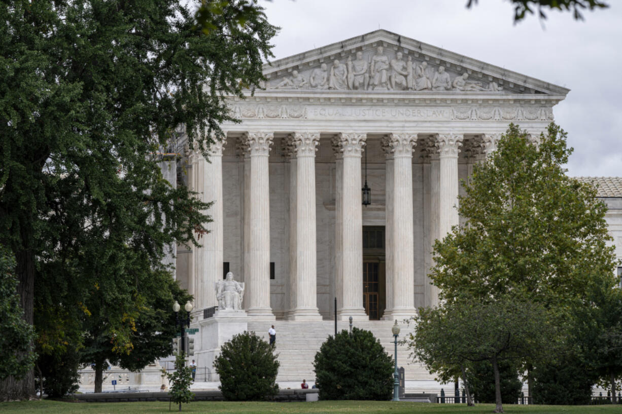 The Supreme Court is seen in Washington, Monday, Sept. 25, 2023. The new term of the high court begins next Monday, Oct. 2. (AP Photo/J.