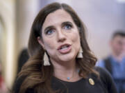 FILE - Rep. Nancy Mace, R-S.C., speaks with reporters at the Capitol in Washington, May 24, 2023. The Supreme Court is taking up a new congressional redistricting case, this time from South Carolina, that could shape the fight for partisan control of the House of Representatives. Arguments taking place at the high court on Oct. 11 will focus on a coastal district that is held by Mace. (AP Photo/J.