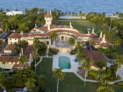 FILE - An aerial view of former President Donald Trump's Mar-a-Lago estate is seen Aug. 10, 2022, in Palm Beach, Fla. New York Judge Arthur Engoron, ruling in a civil lawsuit brought by New York Attorney General Letitia James, found that Trump and his company deceived banks, insurers and others by massively overvaluing his assets and exaggerating his net worth on paperwork used in making deals and securing loans.