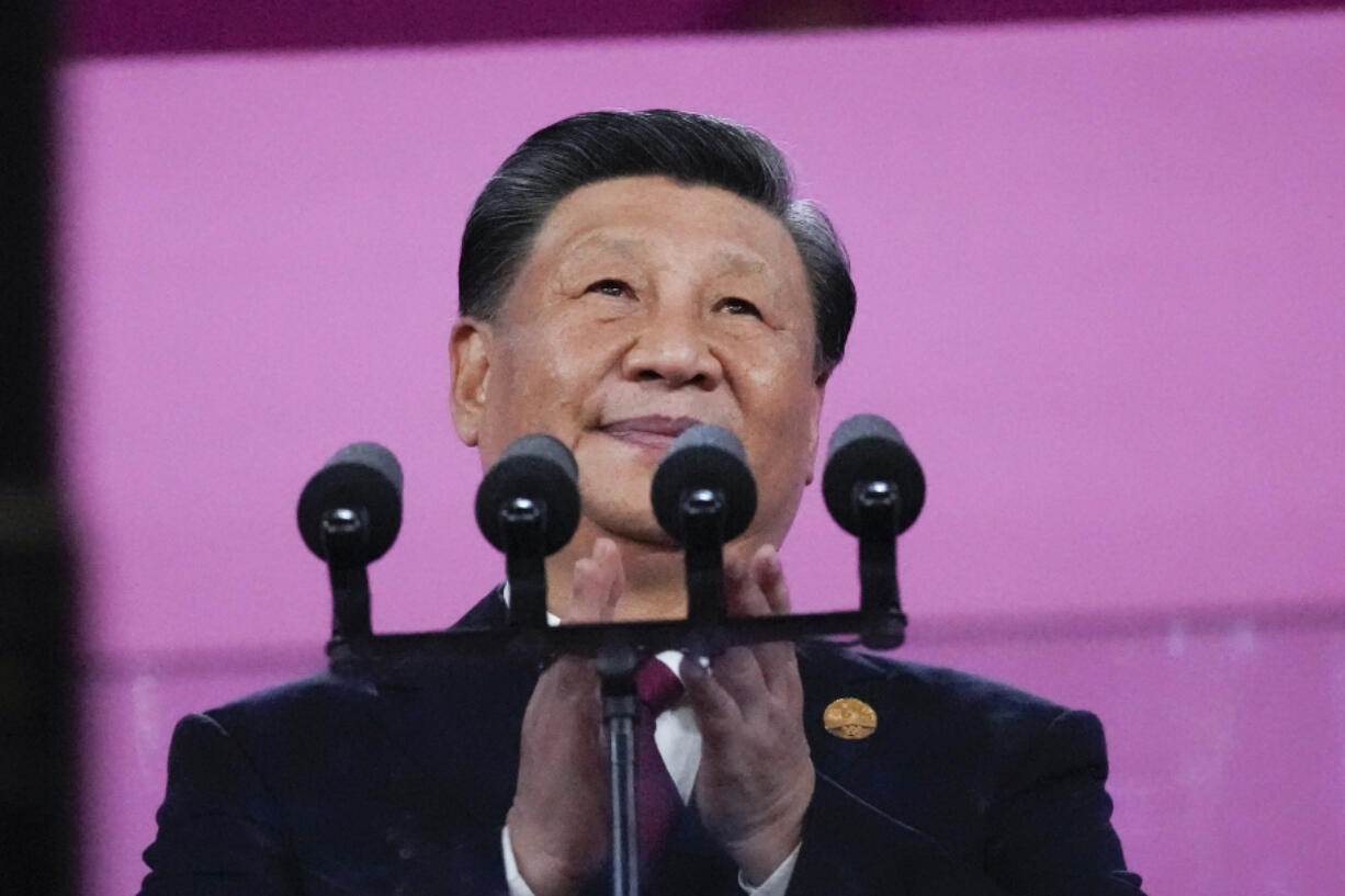 FILE - Chinese President Xi Jinping attends the opening ceremony of the 19th Asian Games in Hangzhou, China, Sept. 23, 2023. The U.S. State Department in a first-of-its-kind report has laid out Beijing's growing efforts to reshape the global narrative on China, while spending billions of dollars to do so.