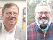 Incumbent Steve Hogan, left, and Randal Friedman are running for Camas mayor.