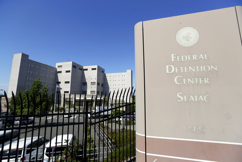 The photo shows the Federal Detention Center in SeaTac in 2018.