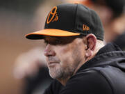Baltimore Orioles manager Brandon Hyde was named AL Manager of the Year by the Baseball Writers' Association of America, in voting announced Tuesday, Nov. 14, 2023.. (AP Photo/Ross D.