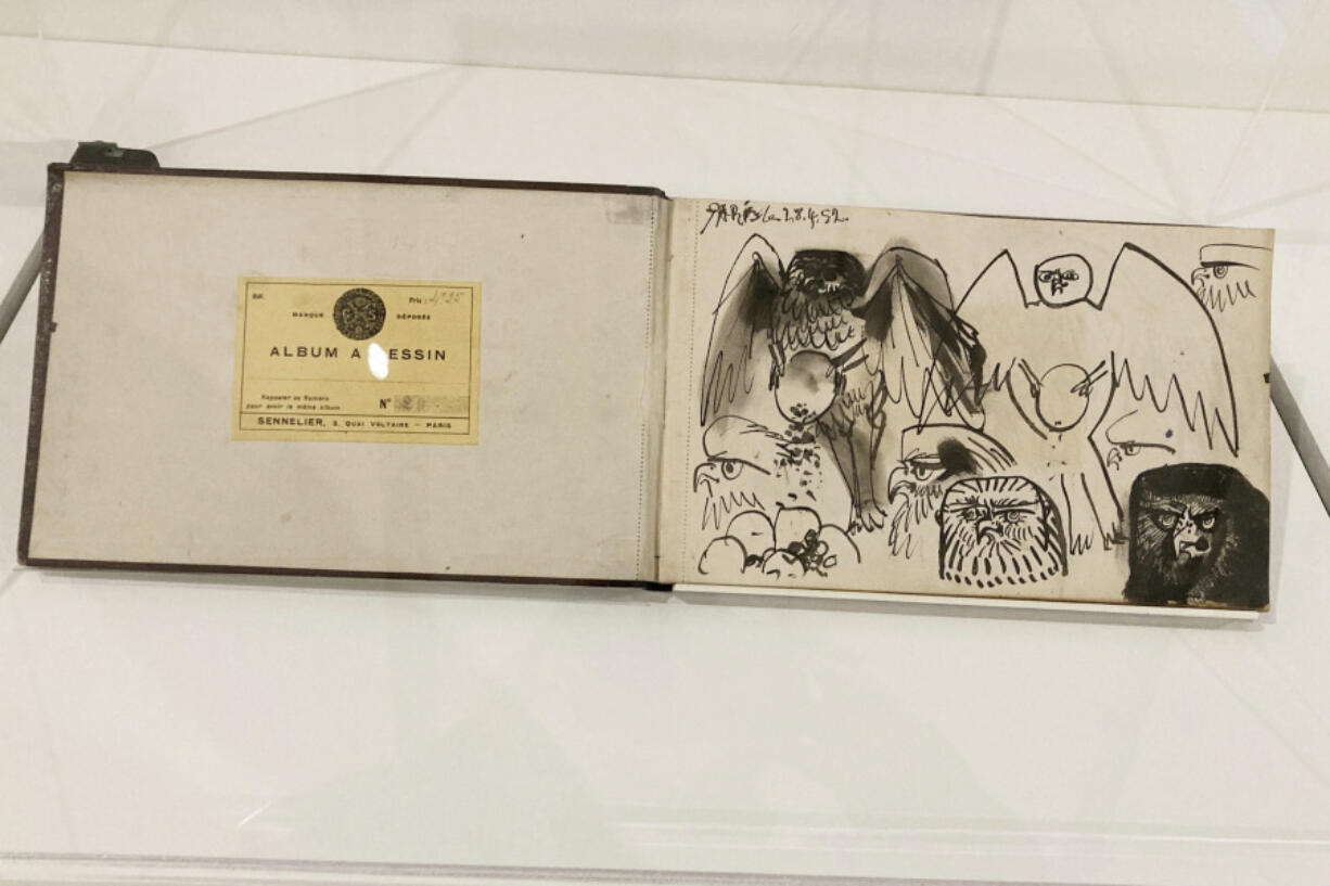 A sketchbook, part of &ldquo;Picasso: 14 Sketchbooks,&rdquo; a new exhibit at New York&rsquo;s Pace Gallery, is displayed Nov. 9 marking 50 years since the legendary artist&rsquo;s death.