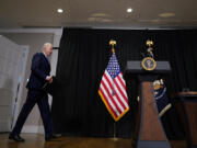 President Joe Biden arrives to speak to reporters in Nantucket, Mass., Sunday, Nov. 26, 2023, about hostages freed by Hamas in a third set of releases under a four-day cease-fire deal between Israel and Hamas.