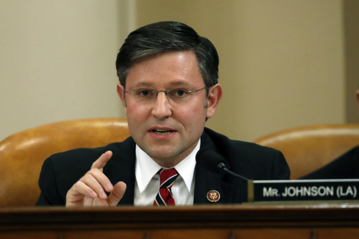 FILE - Rep. Mike Johnson, R-La., speaks during a House Judiciary Committee markup of the articles of impeachment against President Donald Trump, on Capitol Hill, Dec. 12, 2019, in Washington. Johnson does not typically mention one aspect of his work before being elected to Congress. He was once chosen to be the dean of a small Baptist law school. But the school ultimately collapsed without enrolling students or opening its doors. The episode is a reminder of how little is know about Johnson, who quickly rose from relative obscurity to House speaker.