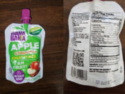 FILE - This photo provided by the U.S. Food and Drug Administration on Oct. 28, 2023, shows a WanaBana apple cinnamon fruit puree pouch. On Monday, Nov. 13, 2023, U.S. health officials are warning doctors to be on the lookout for possible cases of lead poisoning in children after at least 22 toddlers in 14 states were sickened by lead linked to tainted pouches of cinnamon apple puree and applesauce. Brands include WanaBana brand apple cinnamon fruit puree and Schnucks and Weis brand cinnamon applesauce pouches. The products were sold in stores and online.