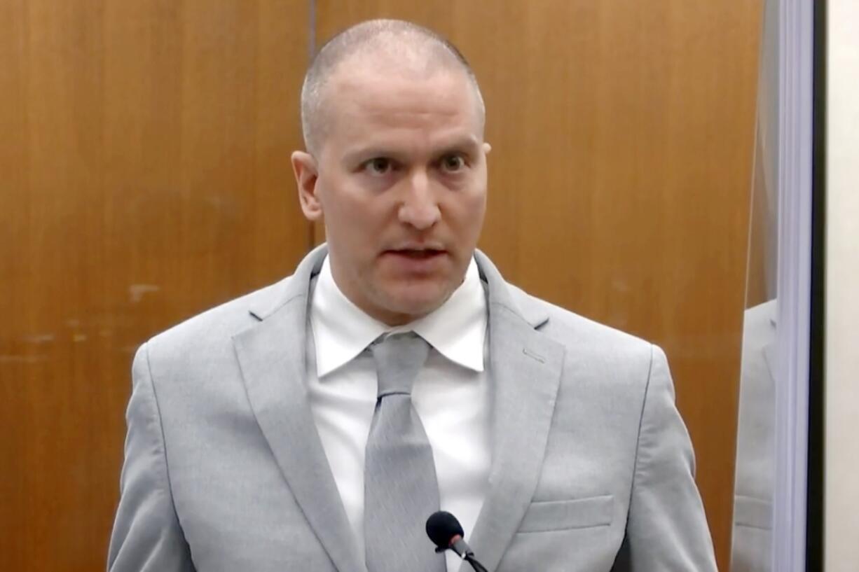FILE - In this image taken from video, former Minneapolis police officer Derek Chauvin addresses the court at the Hennepin County Courthouse, June 25, 2021, in Minneapolis. Chauvin was convicted in the killing of George Floyd. Chauvin is making another attempt to overturn his federal civil rights conviction in the 2020 murder of Floyd, saying new evidence shows that he didn&rsquo;t cause Floyd&rsquo;s death. In a motion filed in federal court Monday, Nov. 13, 2023, Chauvin said he would never have pleaded guilty to the federal charge in 2021 if he had known about the theories of a Kansas forensic pathologist with whom he began corresponding in February this year.