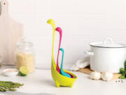 A kitchen colander, soup ladle and tea infuser in the shape of the Loch Ness Monster. Kitchen gadgets abound for holiday gifts.