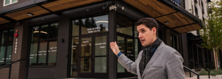 City of Redmond senior planner Ian Lefcourte explains that the Together Center in Redmond was built with money generated by an inclusionary zoning program that requires developers to designate 5 percent to 10 percent of units as affordable with lower rents. Developers can choose to pay a fee instead.