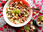 Christmas Waldorf salad with dried cranberries is a holiday twist on a classic side dish.