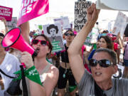 Abortion-rights activists march to the U.S. Supreme Court on June 24, 2023, in Washington, DC. The rally was organized by abortion-rights activists and held to mark the one year anniversary of the U.S. Supreme Court&Ccedil;&fnof;&Ugrave;s decision in Dobbs v Jackson Women&Ccedil;&fnof;&Ugrave;s Health, which overturned Roe v Wade and erased federal protections for abortions.