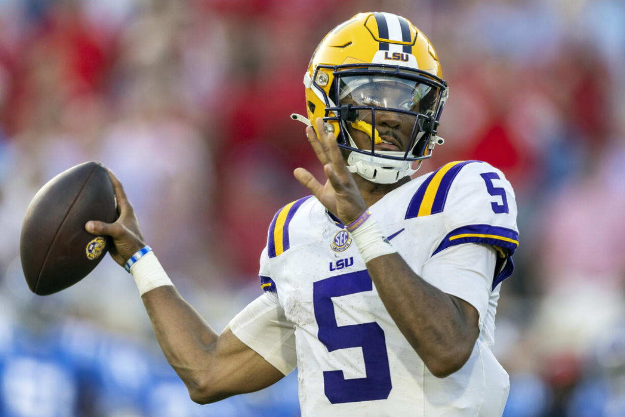 LSU quarterback Jayden Daniels was selected as The Associated Press college football player of the year, Thursday, Dec. 7, 2023, the school's second winner in the past five seasons.