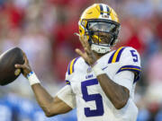 LSU quarterback Jayden Daniels was selected as The Associated Press college football player of the year, Thursday, Dec. 7, 2023, the school's second winner in the past five seasons.